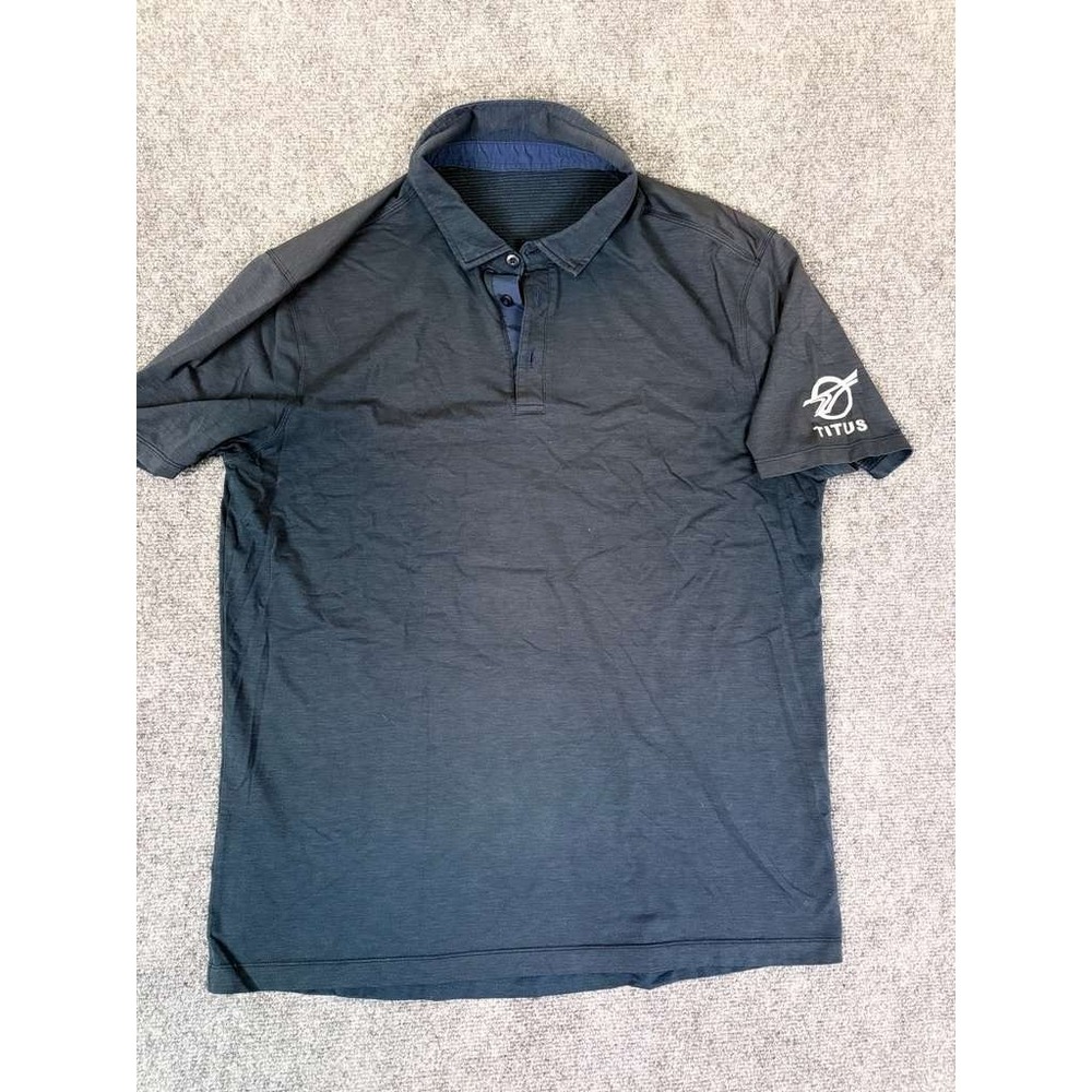 Lululemon Evolution Polo Short Sleeve Shirt Gray/Black Mens Medium Titus Logo